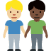 👨🏼‍🤝‍👨🏿 men holding hands: medium-light skin tone, dark skin tone display on Twitter